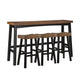 Casy 4pc Bar Height Table Set | 3 Contour Stools | Black Brown Wood