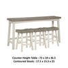 Casy 4pc Counter Height Table Set | 3 Contour Stools | White and Brown BM336038