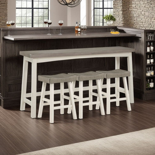 Casy 4pc Counter Height Table Set | 3 Contour Stools | White and Brown