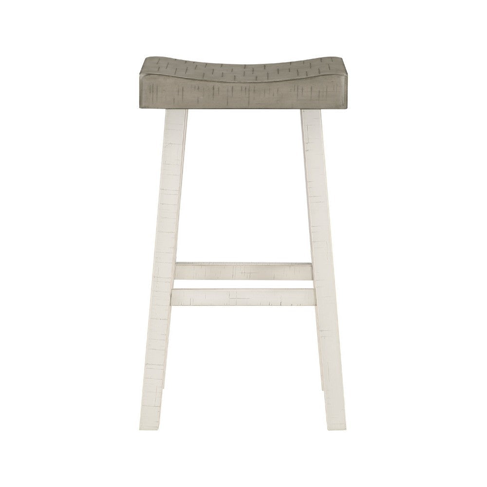 Casy 4pc Bar Height TableSet | 3 Contour Seat Stools | White and Brown BM336039