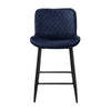 Aniya Counter Stool Chair Set of 2 | Black Metal | Dark Blue Velvet BM336042