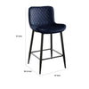 Aniya Counter Stool Chair Set of 2 | Black Metal | Dark Blue Velvet BM336042