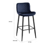 Aniya Bar Stool Chair Set of 2 | Black Metal Legs | Dark Blue Velvet BM336043