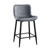 Aniya Counter Stool Chair Set of 2 | Black Metal | Dark Gray Velvet