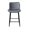 Aniya Counter Stool Chair Set of 2 | Black Metal | Dark Gray Velvet BM336044
