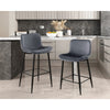 Aniya Bar Stool Chair Set of 2 | Black Metal Legs | Dark Gray Velvet BM336045
