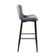 Aniya Bar Stool Chair Set of 2 | Black Metal Legs | Dark Gray Velvet BM336045