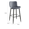Aniya Bar Stool Chair Set of 2 | Black Metal Legs | Dark Gray Velvet BM336045