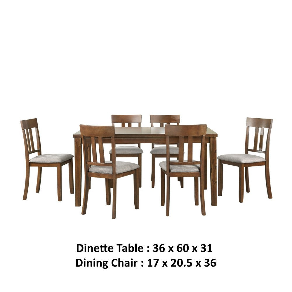 Penny 7pc Dinette Set | Table and 6 Beige Dining Chairs | Cherry Wood BM336047