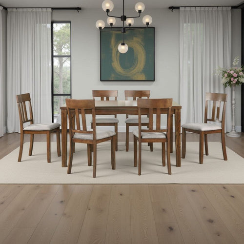 Penny 7pc Dinette Set | Table and 6 Beige Dining Chairs | Cherry Wood