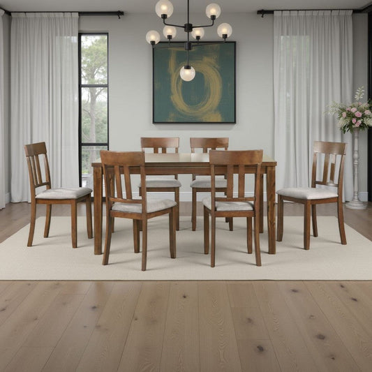 Penny 7pc Dinette Set | Table and 6 Beige Dining Chairs | Cherry Wood