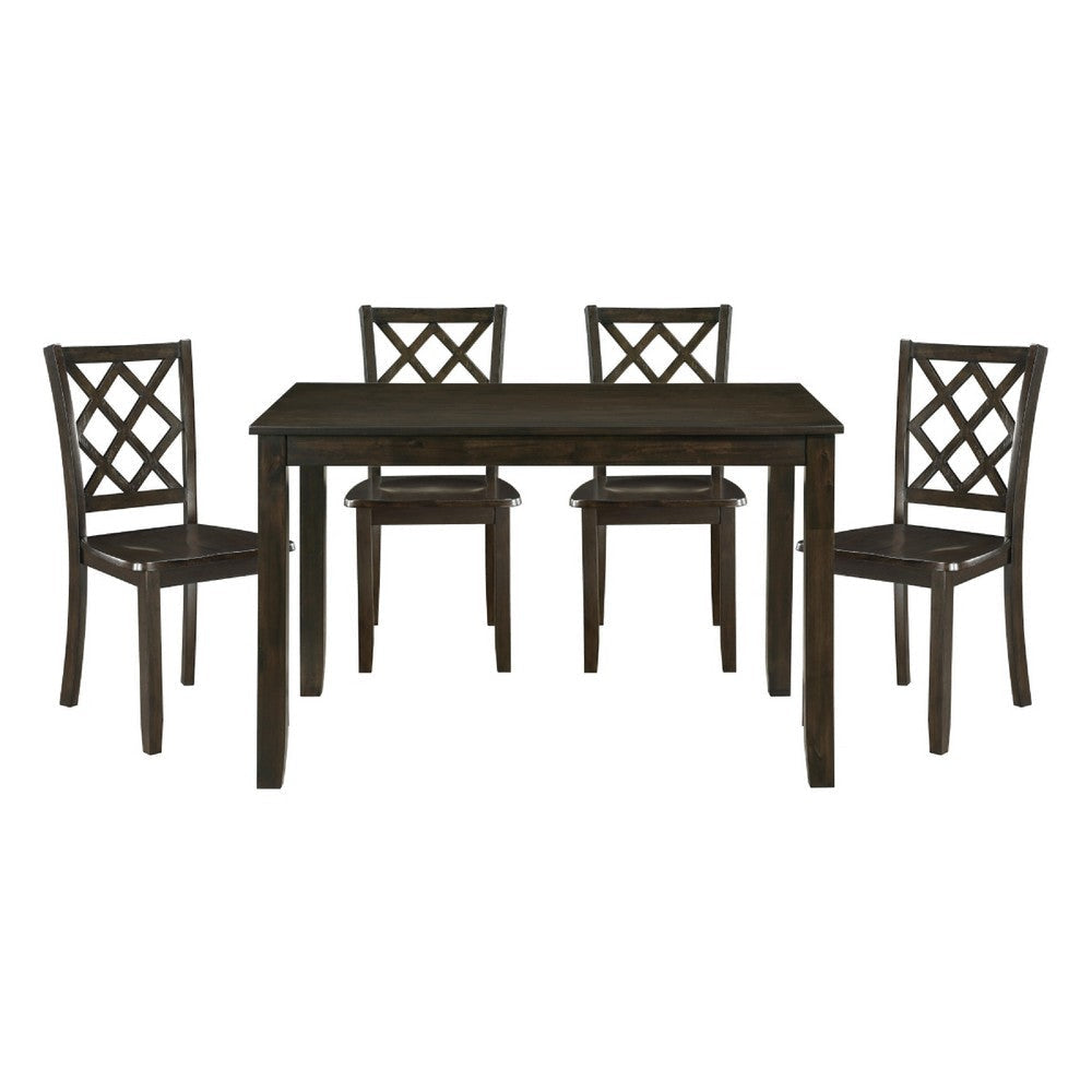 Oria 5pc Dinette Set | Table and 4 Lattice Dining Chairs | Gray Wood