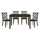 Oria 5pc Dinette Set | Table and 4 Lattice Dining Chairs | Gray Wood