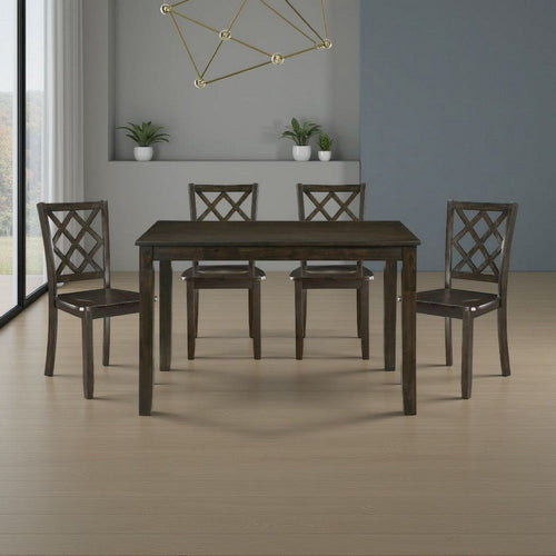 Oria 5pc Dinette Set | Table and 4 Lattice Dining Chairs | Gray Wood