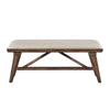 Manny Bench with Brown Angled Legs | Cream Textured Polyester | 47’’ BM336051