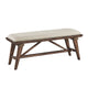 Manny Bench with Brown Angled Legs | Cream Textured Polyester | 47"