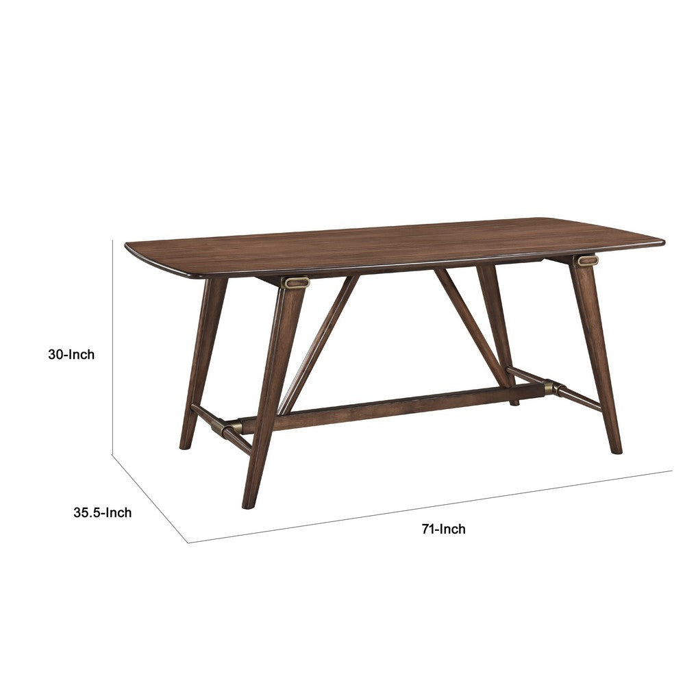 Manny Dining Table with Picnic Style Trestle Base | Walnut Wood 71’’ BM336053
