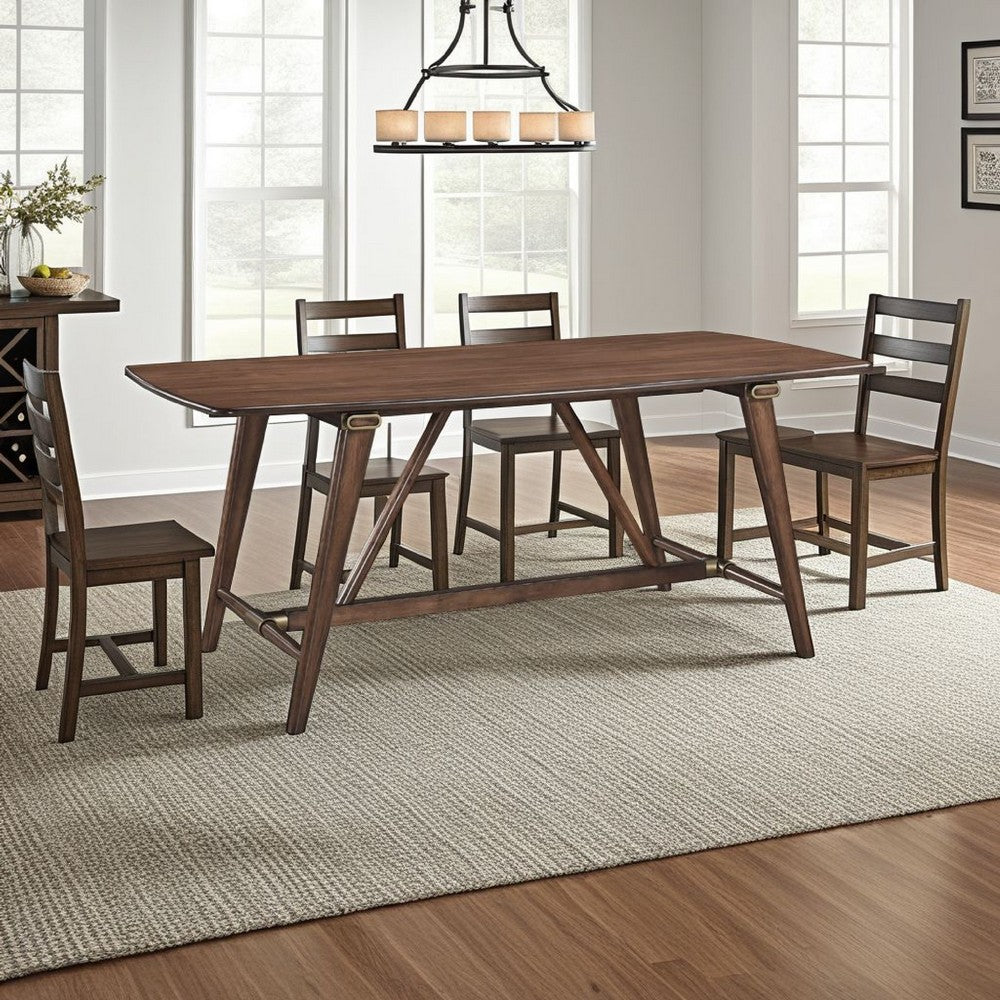 Manny Dining Table with Picnic Style Trestle Base | Walnut Wood 71"