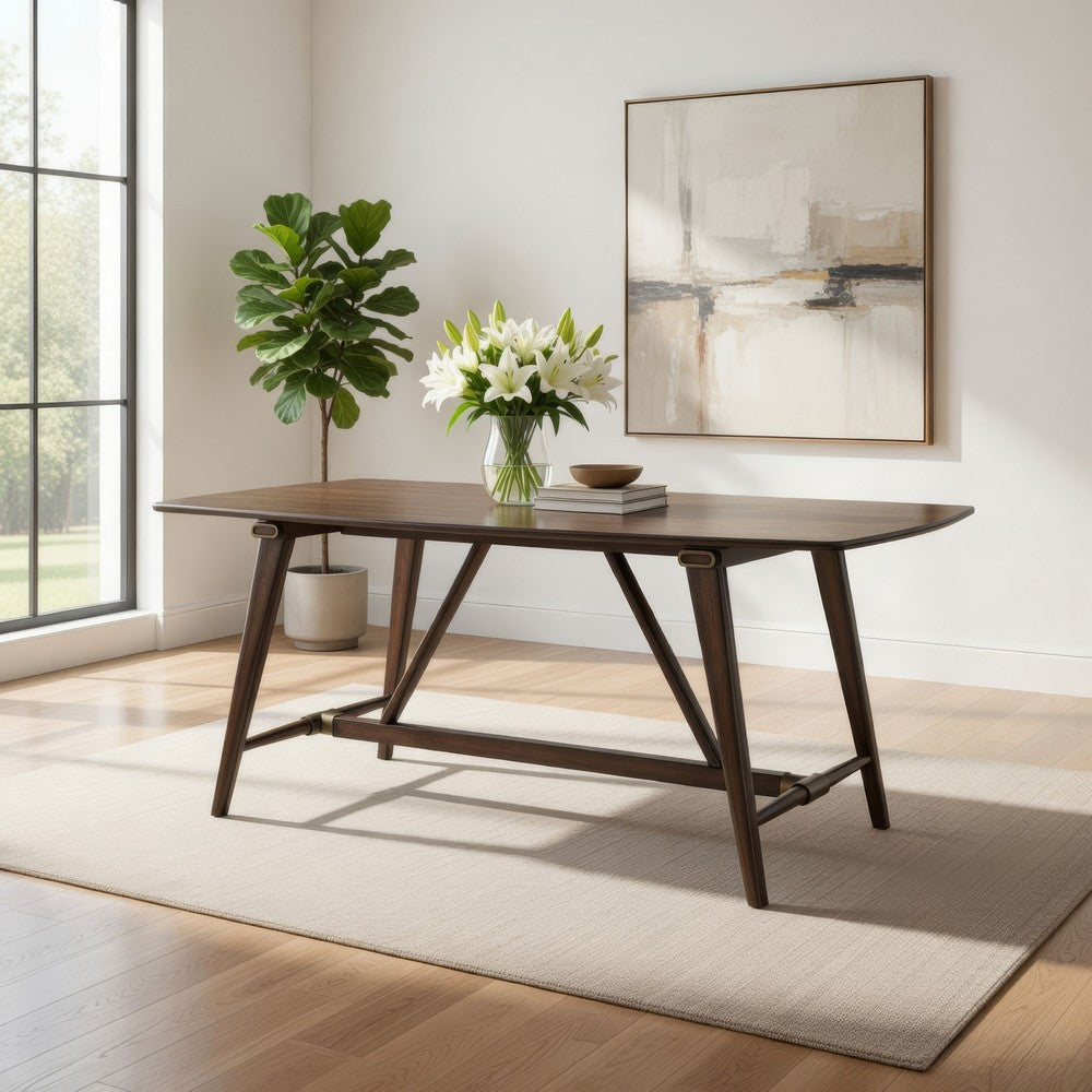 Manny Dining Table with Picnic Style Trestle Base | Walnut Wood 71"