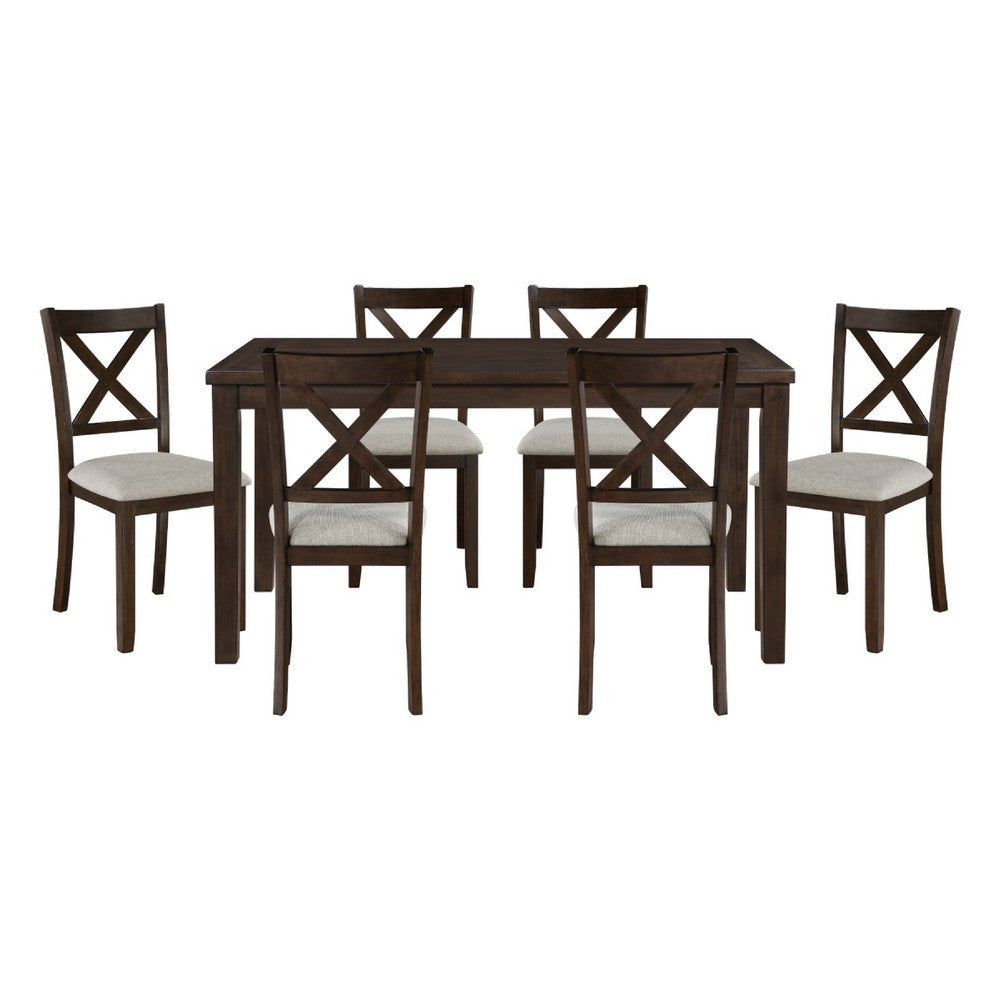 Cherie 7pc Dinette Set | Table and 6 X Back Dining Chairs | Brown