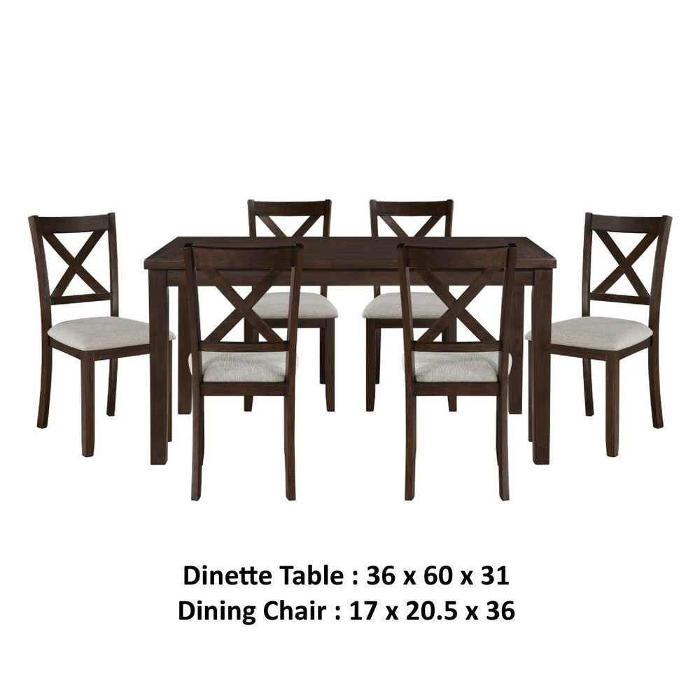Cherie 7pc Dinette Set | Table and 6 X Back Dining Chairs | Brown BM336054