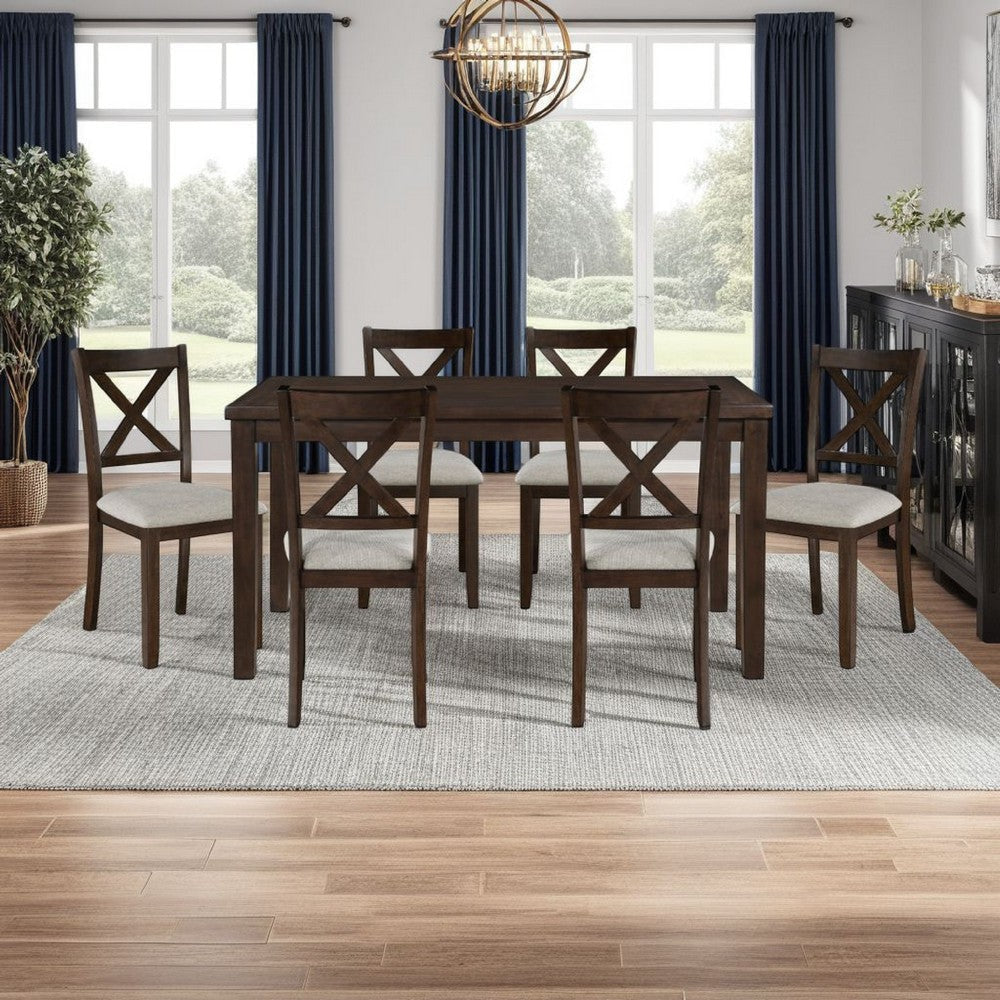 Cherie 7pc Dinette Set | Table and 6 X Back Dining Chairs | Brown