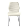 Bailey Dining Chair Set of 2 | White Metal Beige Diamond Quilt Velvet BM336055