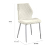 Bailey Dining Chair Set of 2 | White Metal Beige Diamond Quilt Velvet BM336055