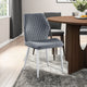 Bailey Dining Chair Set of 2 | White Metal Gray Diamond Quilted Velvet