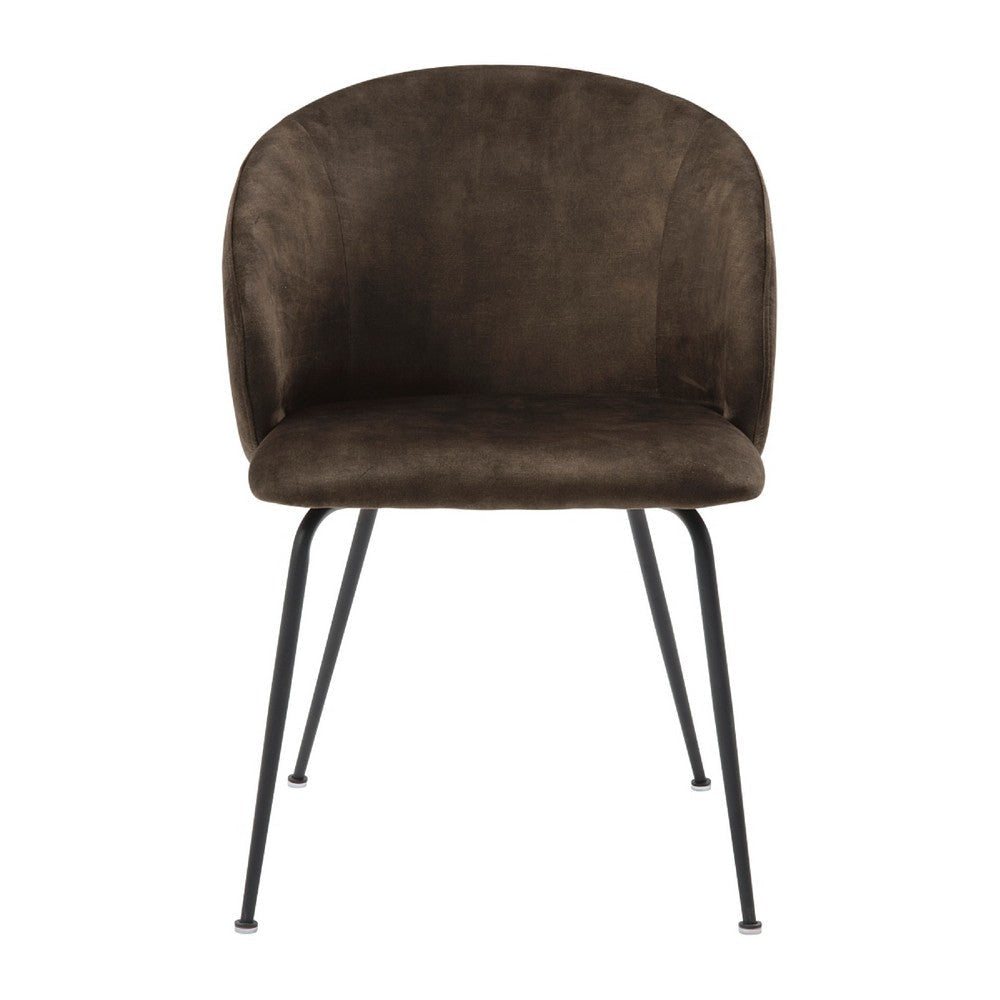 Salie Dining Chair Set of 2 | Curved Back | Black Metal | Brown Velvet BM336058