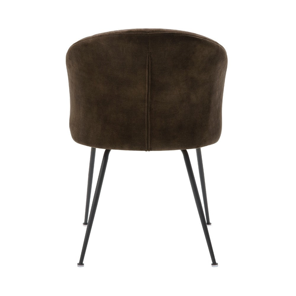 Salie Dining Chair Set of 2 | Curved Back | Black Metal | Brown Velvet BM336058