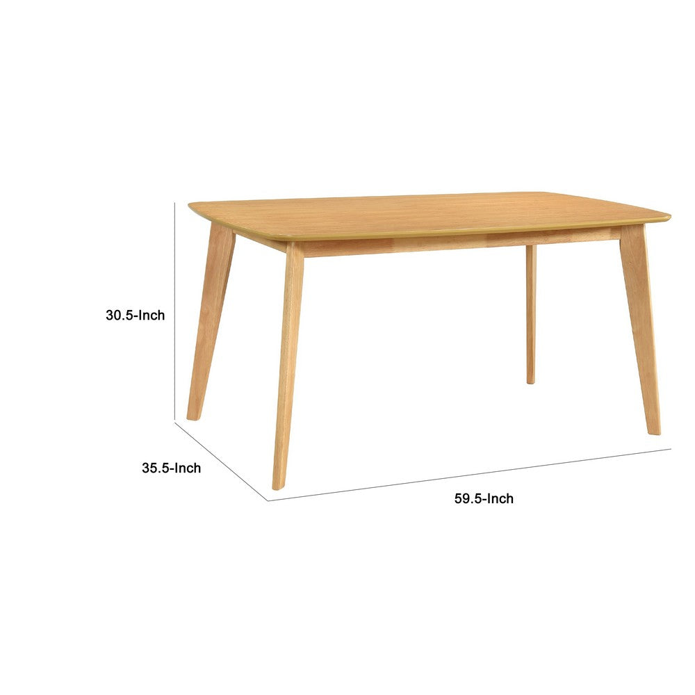 Jadie Dining Table | Tapered Legs | Natural Oak Wood Rectangular 60"