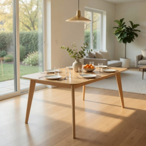 Jadie Dining Table | Tapered Legs | Natural Oak Wood Rectangular 60"