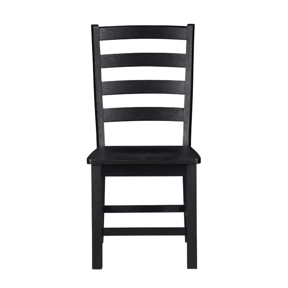 Reddy Side Chair Set of 2 | Ladder Back Farmhouse Style | Black Wood BM336061