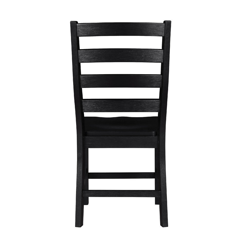Reddy Side Chair Set of 2 | Ladder Back Farmhouse Style | Black Wood BM336061