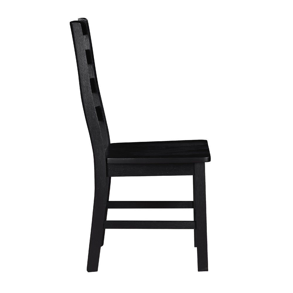 Reddy Side Chair Set of 2 | Ladder Back Farmhouse Style | Black Wood BM336061