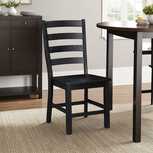 Reddy Side Chair Set of 2 | Ladder Back Farmhouse Style | Black Wood
