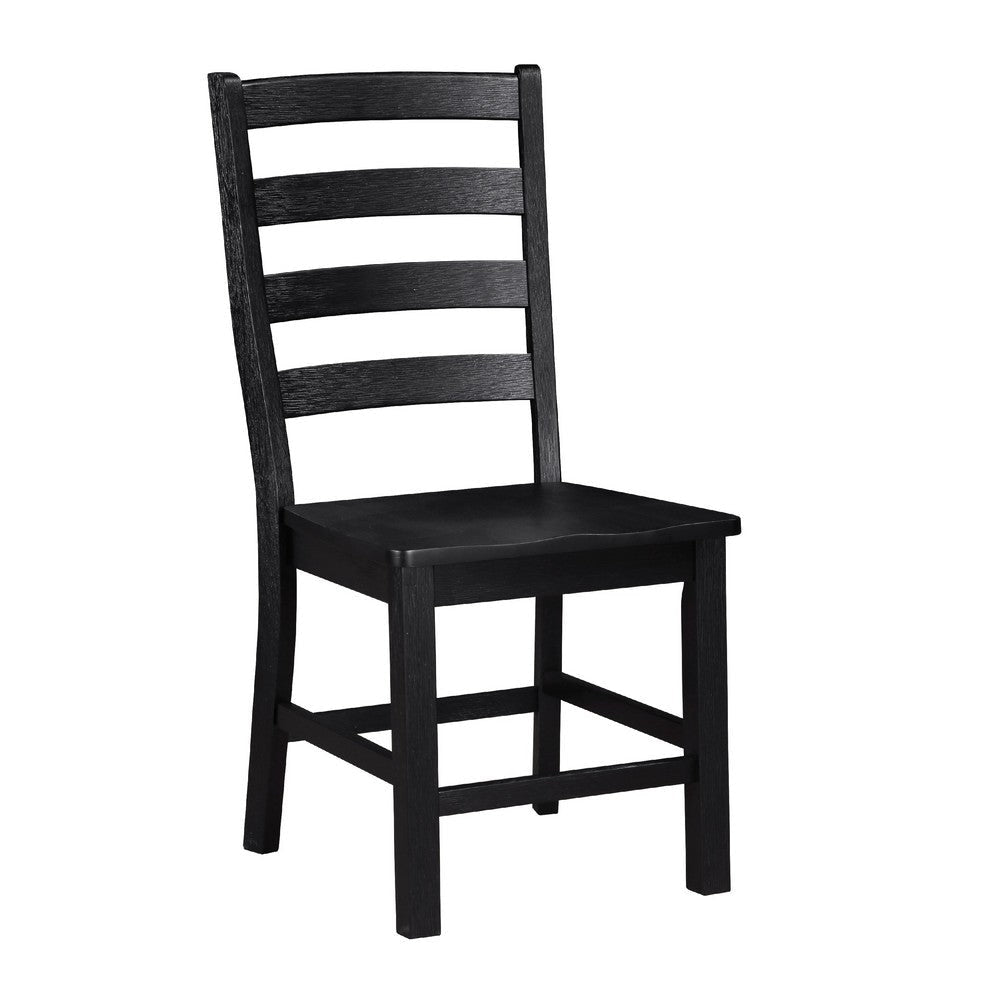Reddy Side Chair Set of 2 | Ladder Back Farmhouse Style | Black Wood