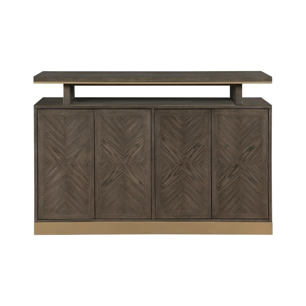 Greta Sideboard Buffet Console | 2 Cabinets Floating Top | Gold Brown BM336062
