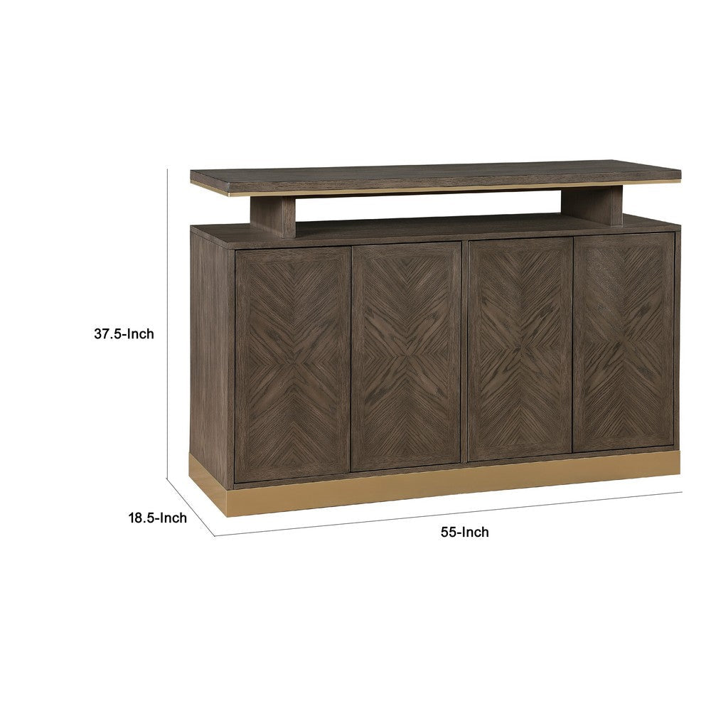 Greta Sideboard Buffet Console | 2 Cabinets Floating Top | Gold Brown BM336062