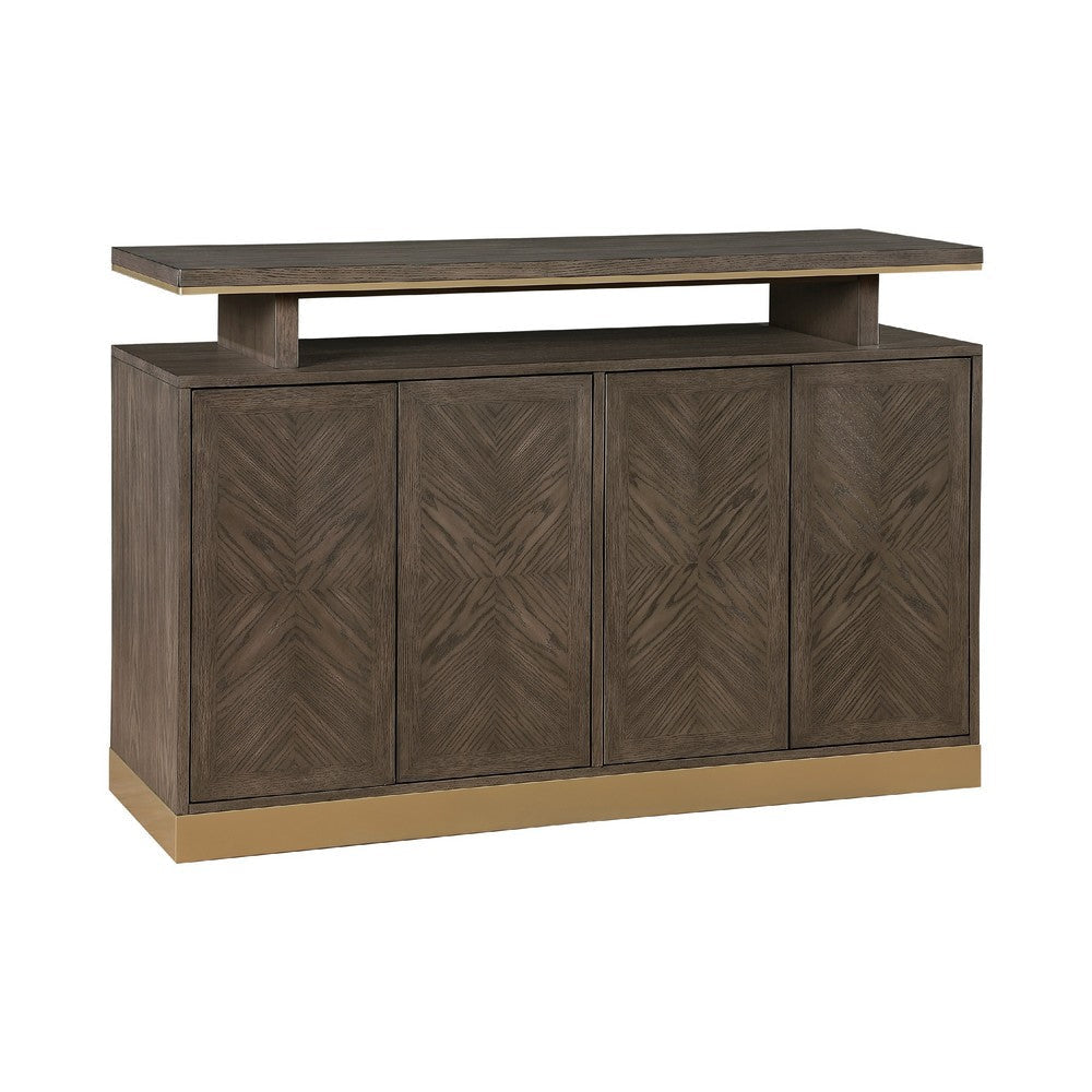 Greta Sideboard Buffet Console | 2 Cabinets Floating Top | Gold Brown