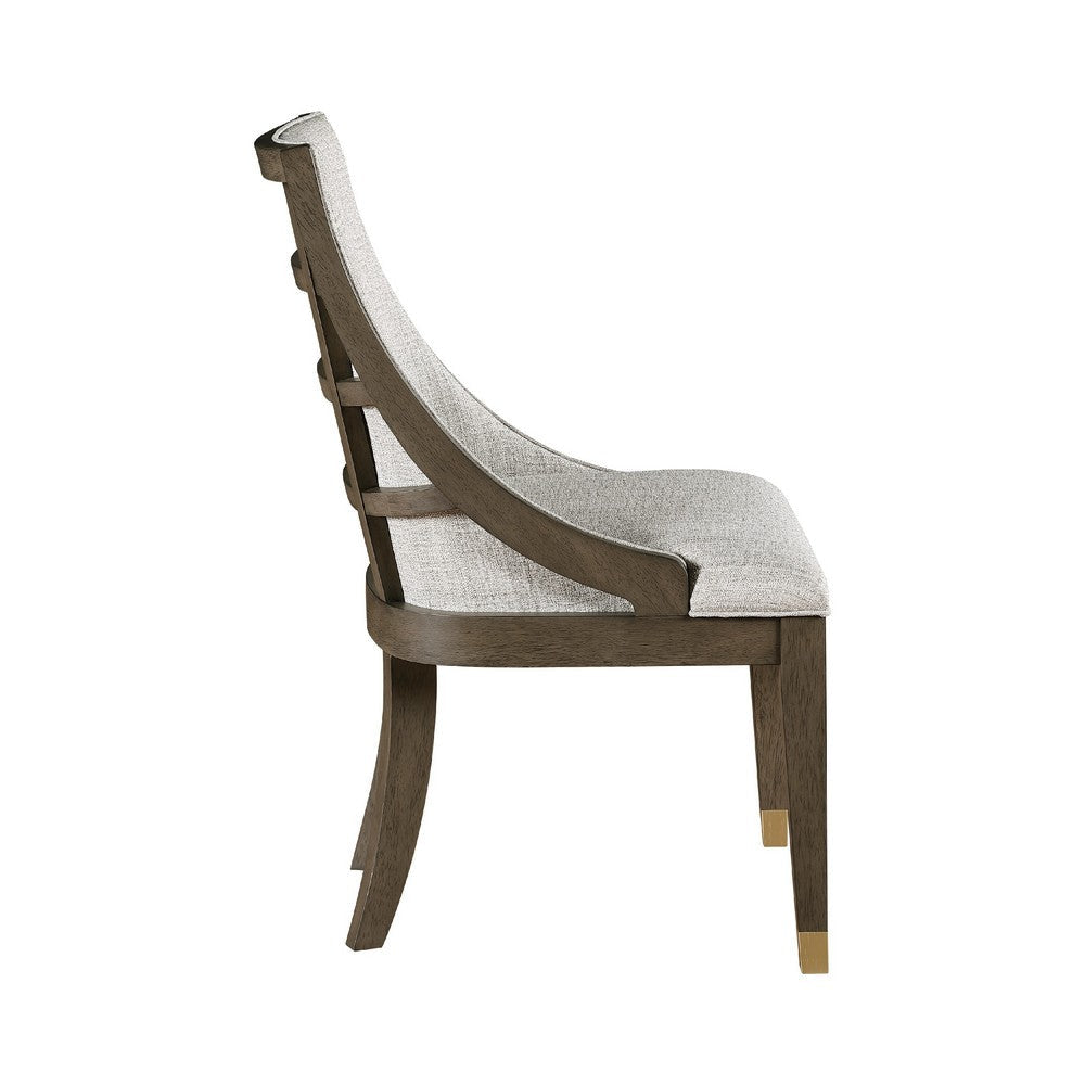 Greta Armchair Set of 2 | Semi Deconstructed Gold Metal | Beige Fabric BM336063