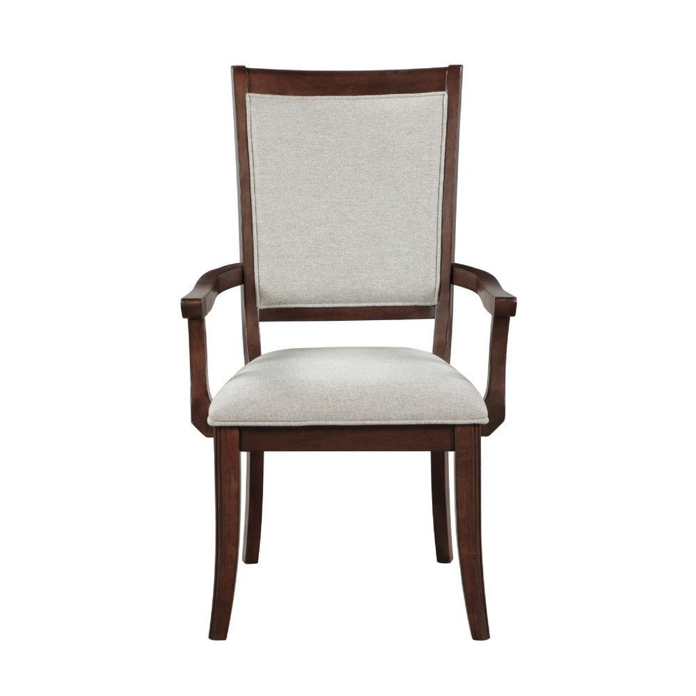 Jenie Armchair Set of 2 | Dark Walnut Inlay Cherry Wood | Beige Fabric BM336070