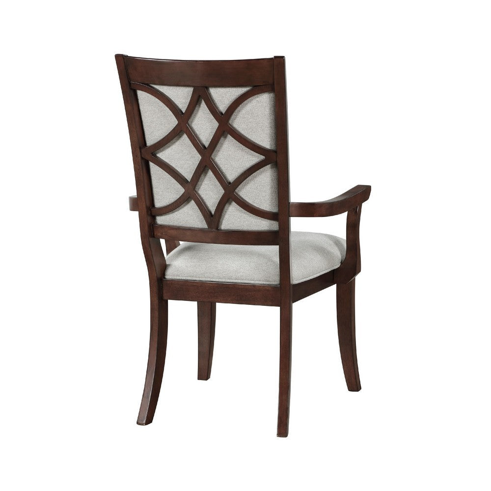 Jenie Armchair Set of 2 | Dark Walnut Inlay Cherry Wood | Beige Fabric BM336070