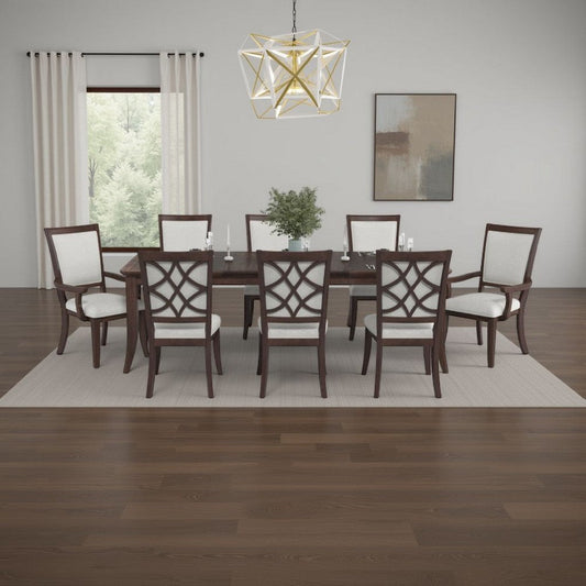 Jenie Armchair Set of 2 | Dark Walnut Inlay Cherry Wood | Beige Fabric