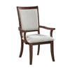 Jenie Armchair Set of 2 | Dark Walnut Inlay Cherry Wood | Beige Fabric