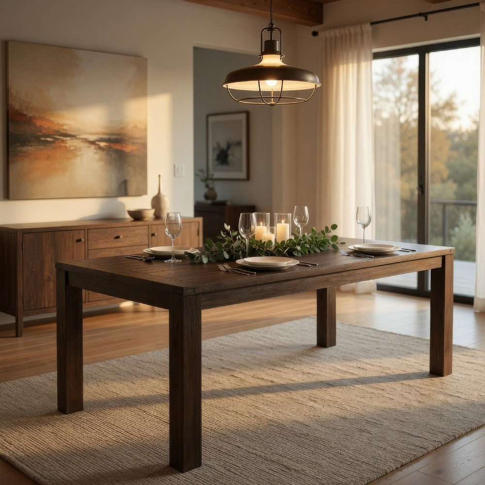 Harry Dining Table | Straight Legs | Rectangular Brown Acacia 79"