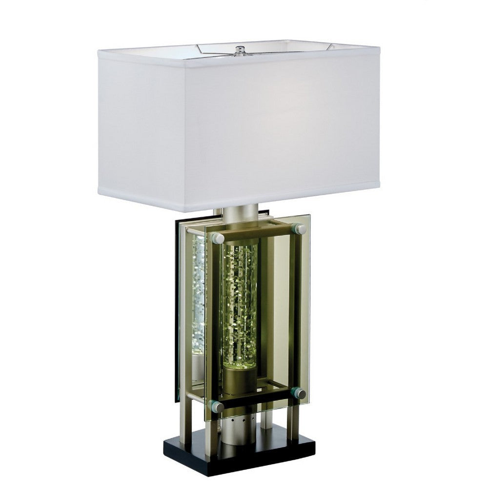 Saba Table Lamp with 3 Bulb | 4 Way Socket Switch | Silver Metal 27’’ BM336073