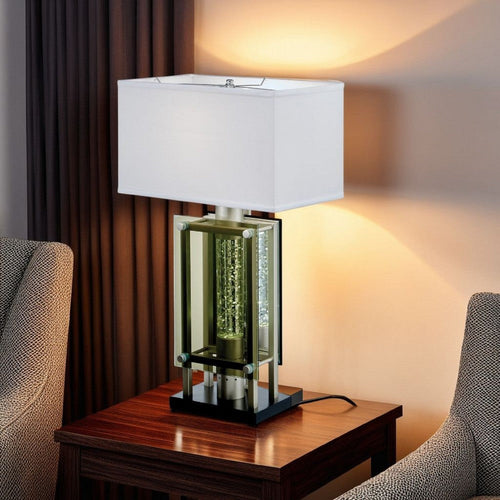 Saba Table Lamp with 3 Bulb | 4 Way Socket Switch | Silver Metal 27"