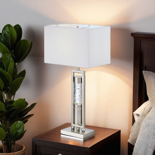 Farah Table Lamp with 4 Way Switch | Clear Glass | Silver Metal 28"